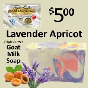 Lavender Apricot Triple Butter Goat Milk Soap – 3.5 oz.