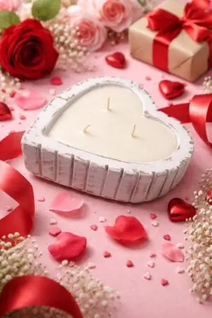 Wood Heart Candle