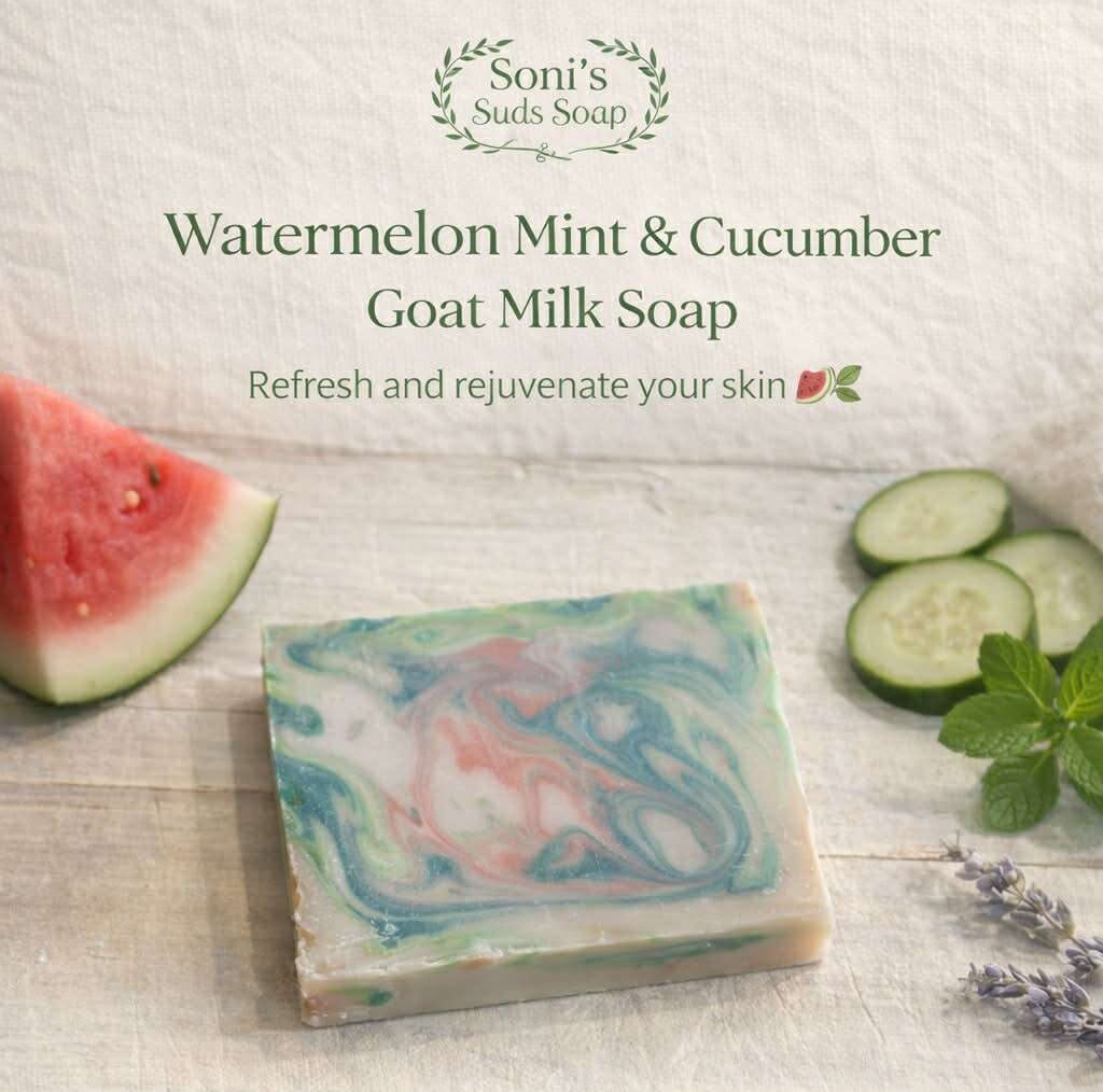 Watermelon, Cucumber and Mint Triple Butter Goat Milk Soap